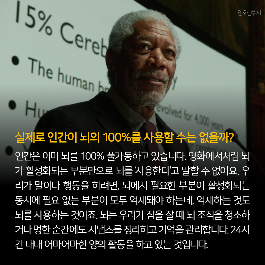 실제로 인간이 뇌의 100%를 사용할 수는 없을까?