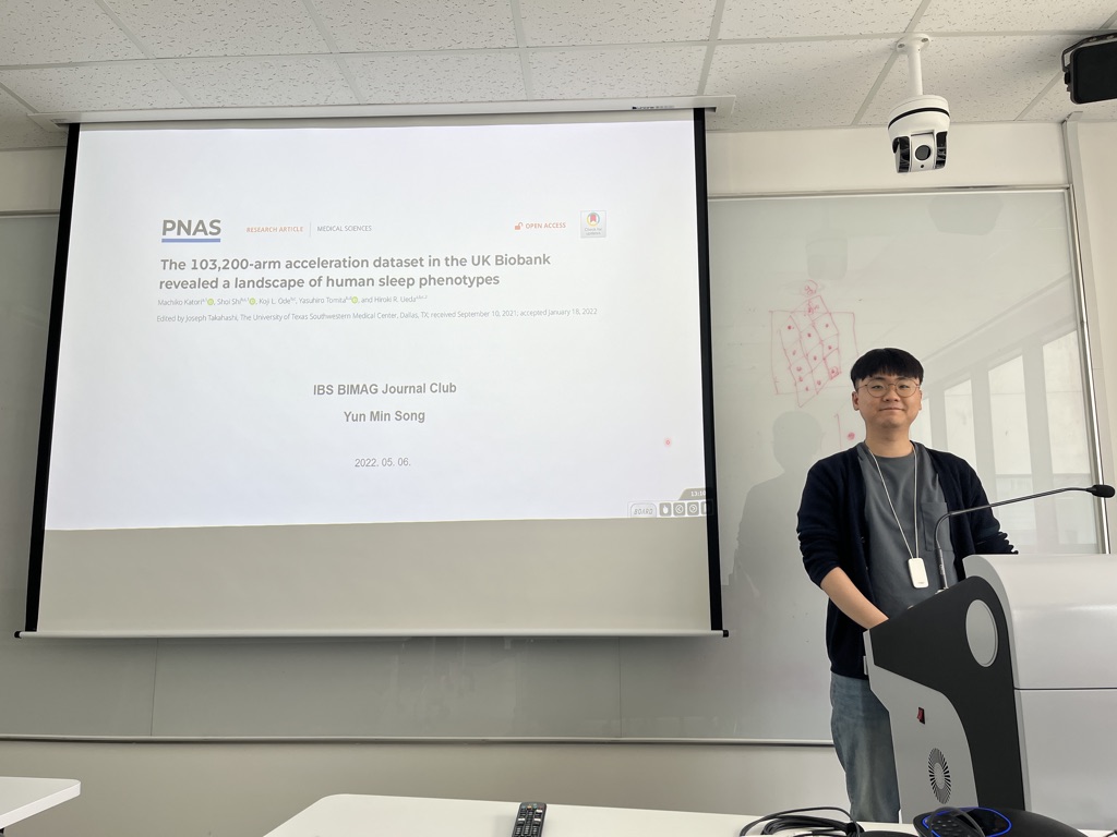 Yun Min Song a talk on “The 103,200-arm acceleration dataset in the UK Biobank revealed a landscape of human sleep phenotypes” at the Journal Club