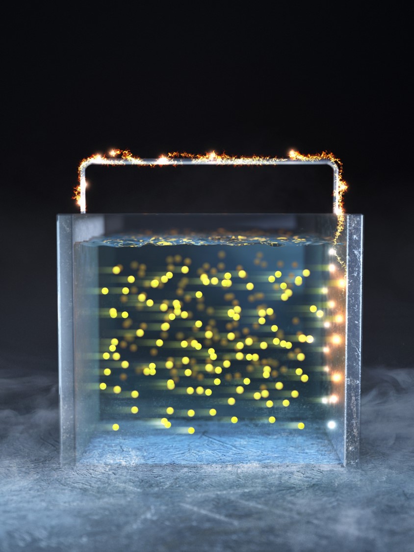 [그림 1] 리튬이온 배터리 전해액의 구조 
            IBS 연구진은 리튬이온 배터리에서 탈용매화 과정의 시작 구조인 리튬이온 용매 구조와 리튬염이 리튬이온으로 분리되는 이온해리 과정을 관찰했다. 그 결과 기존 통념과 달리 리튬이온 용매 구조가 환경에 따라 다양할 수 있음을 밝혔다.