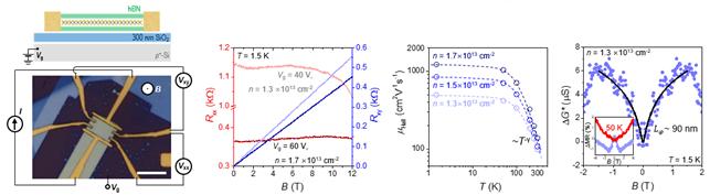 [그림 2] 단결정 이황화몰리브덴 기반 전자 소자의 극저온 전자 거동