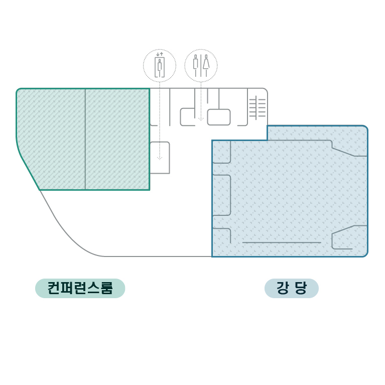 강당/컨퍼런스룸 - 왼쪽부터 컨퍼런스룸, 강당