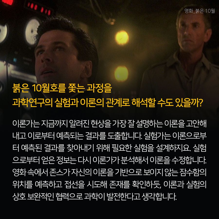 붉은 10월호를 쫓는 과정을 과학연구의 실험과 이론의 관계로 해석할 수도 있을까?