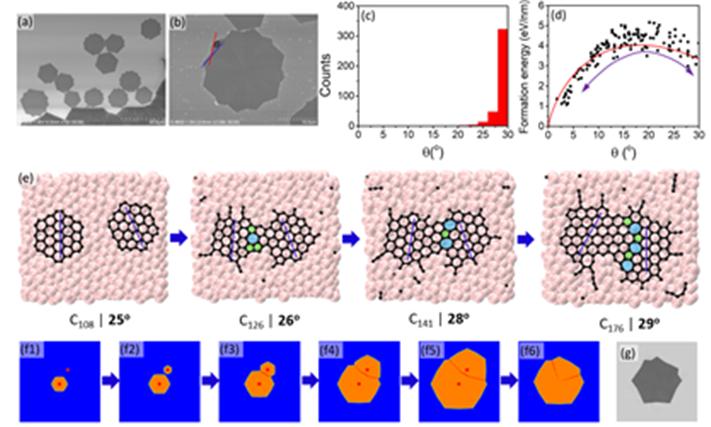 그래핀 조각들이 만나 새로운 구조를 형성하는 과정에 대한 모식도. (출처 : Angewandte Chemi International Edition)