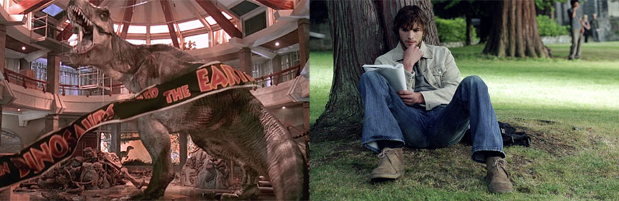 1993년作 영화 <쥬라기 공원>과 2004년作 <나비효과>는 모두 혼돈 이론에 기반을 두고 있다. (출처: 유니버설 픽처스, 쇼박스)