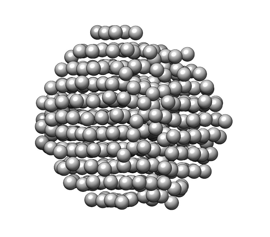 Figure 2.3 3D rendering of a less well-ordered nanoparticle.