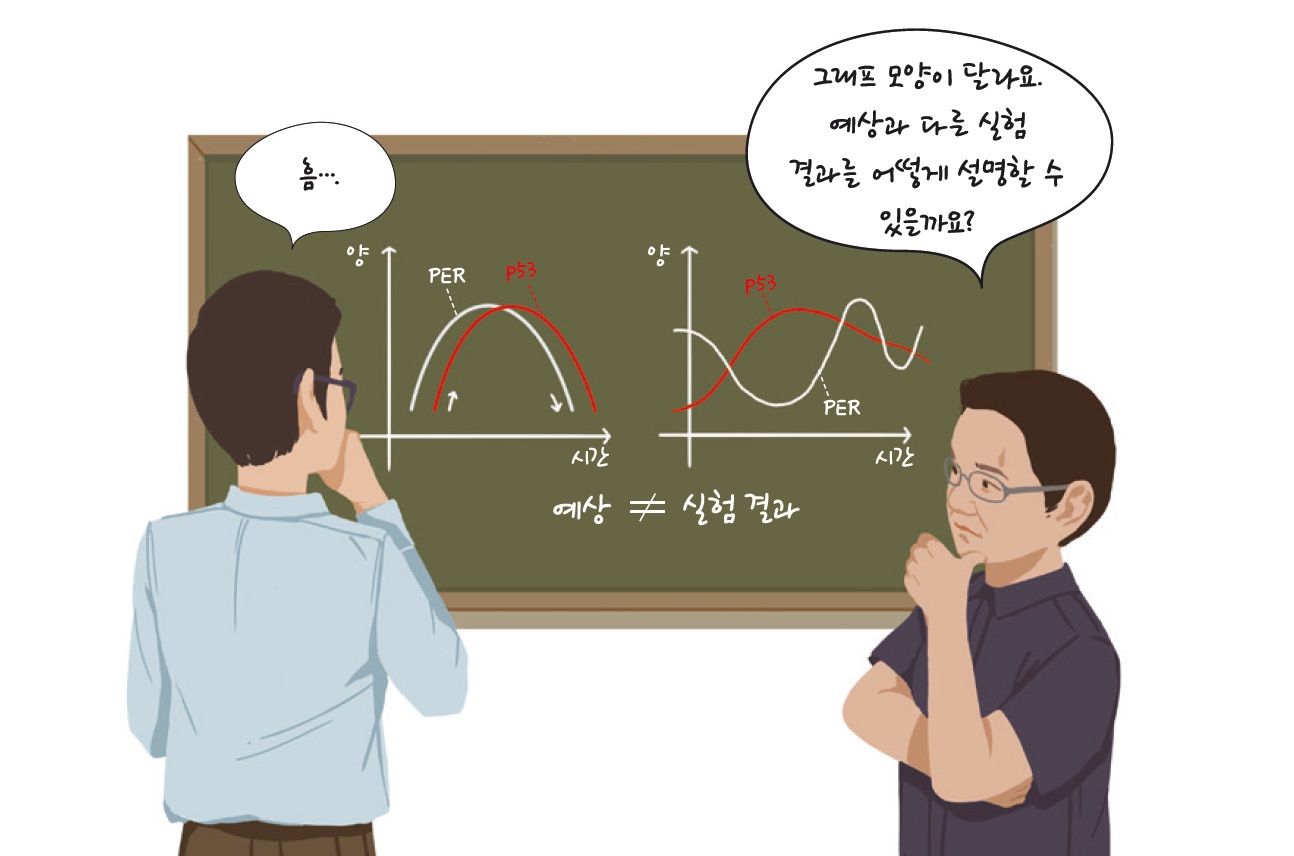 연구중에 고민하는 모습의 삽화