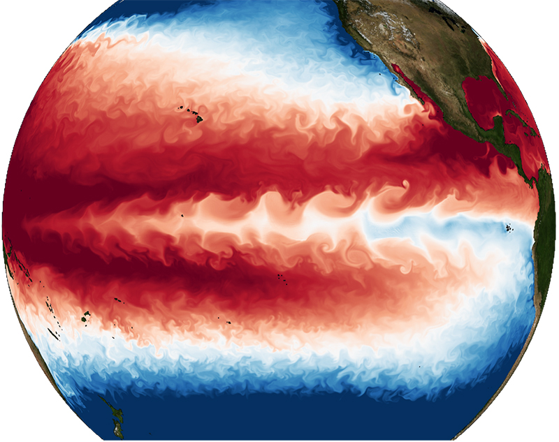 ‘알레프’를 이용해 지구온난화에 따른 엘니뇨-남방진동의 변동성을 시뮬레이션한 그림