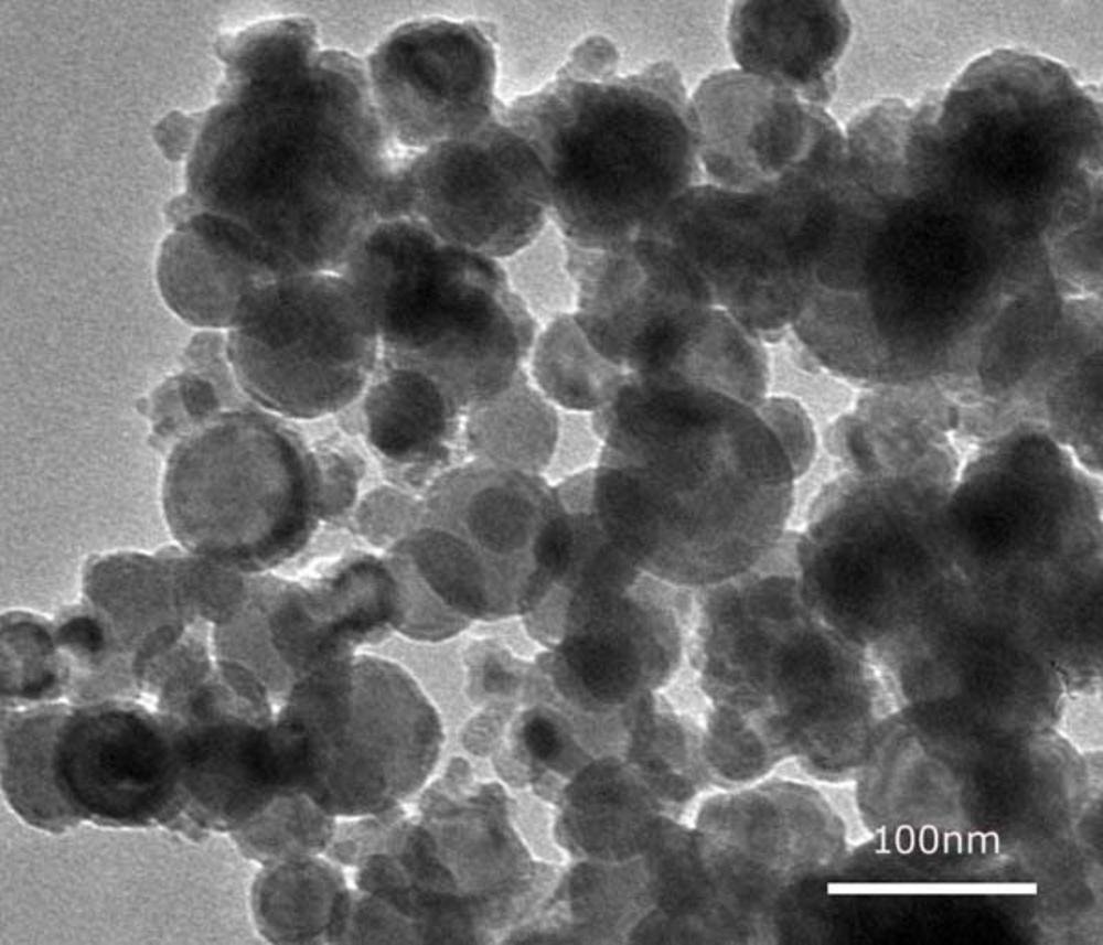 구리(Cu) 나노입자를 100나노미터(nm) 단위까지 확대한 모습. 1나노미터는 10억분의 1미터에 해당하는 길이다. ©SkySpring Nanomaterials, Inc.