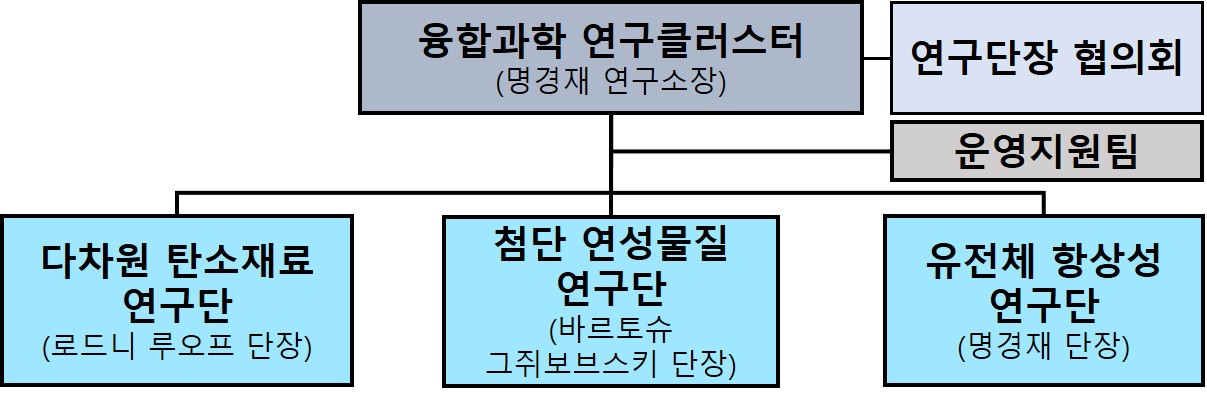 IBS UNIST 캠퍼스 연구클러스터 조직도